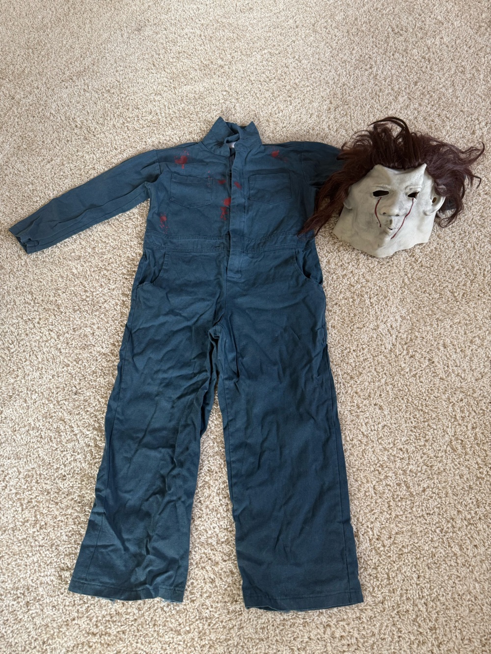 Michael Myers Dark Teal Horror Coverall Costume with Mask